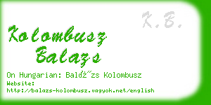kolombusz balazs business card